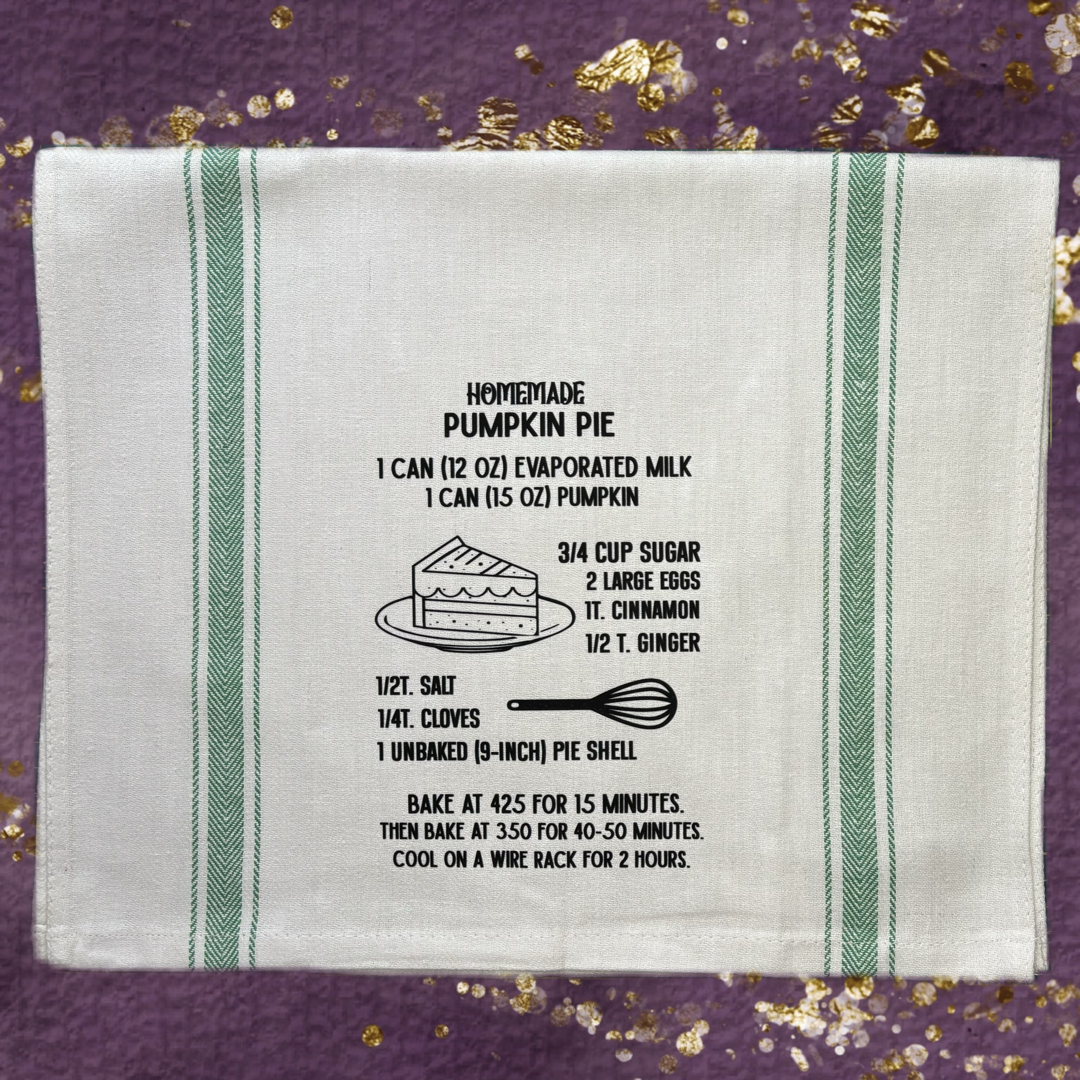 Homemade Pumpkin Pie Recipe Tea Towel