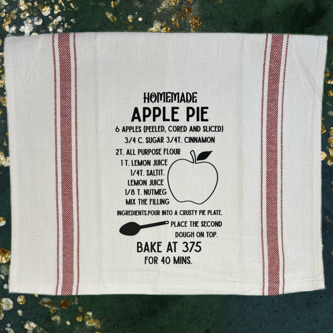 Homemade Apple Pie Recipe Tea Towel