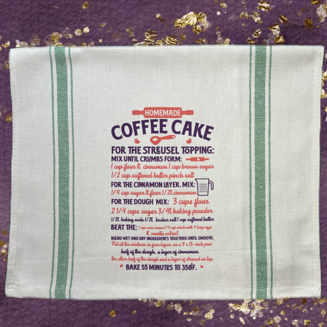 Coffee Cake Recipe Tea Towel