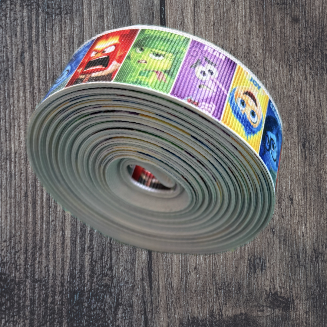 Inside Out Character Boxes Grosgrain 25mm Ribbon