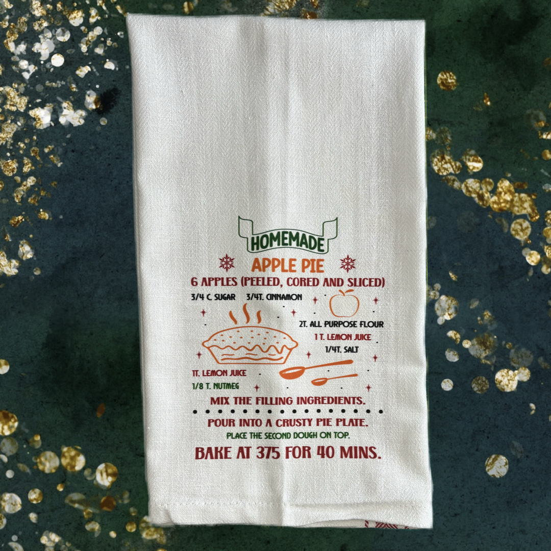 Homemade Apple Pie Recipe Tea Towel