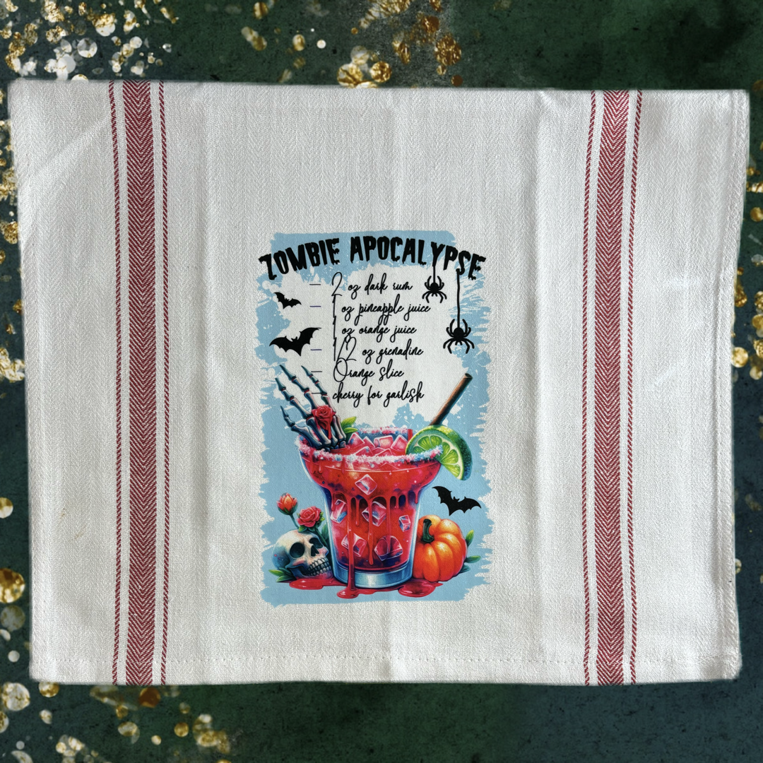 Zombie Apocalypse Cocktail Recipe Tea Towel