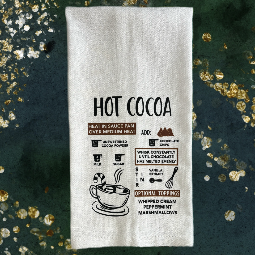 Hot Cocoa Recipe Tea Towel