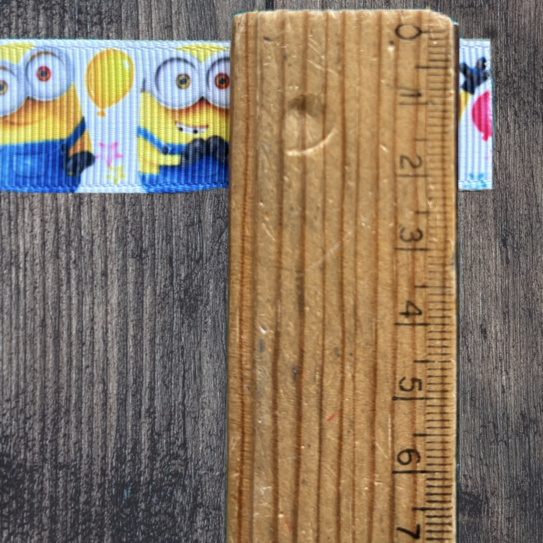 Minions with Balloons Grosgrain 22mm Ribbon