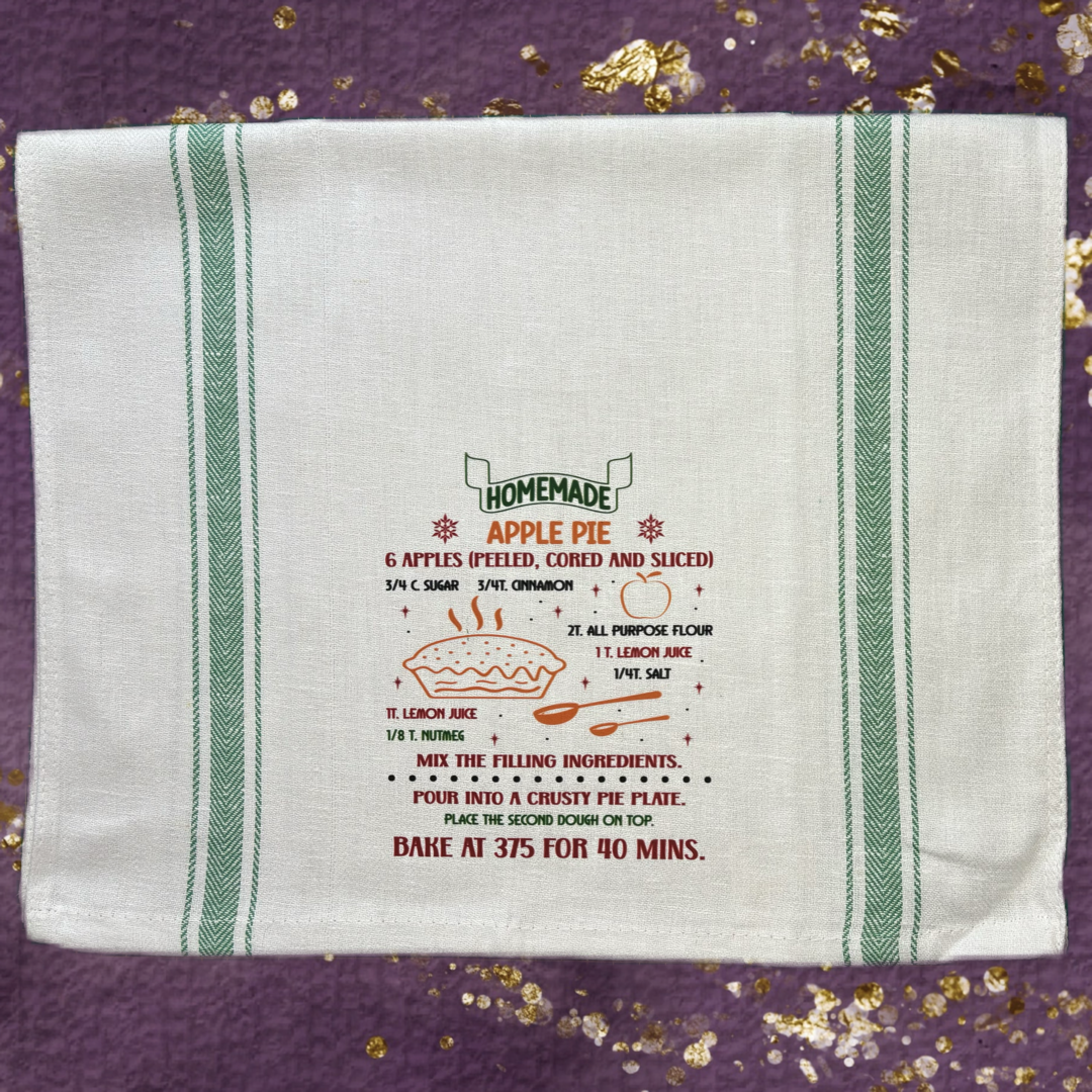 Homemade Apple Pie Recipe Tea Towel