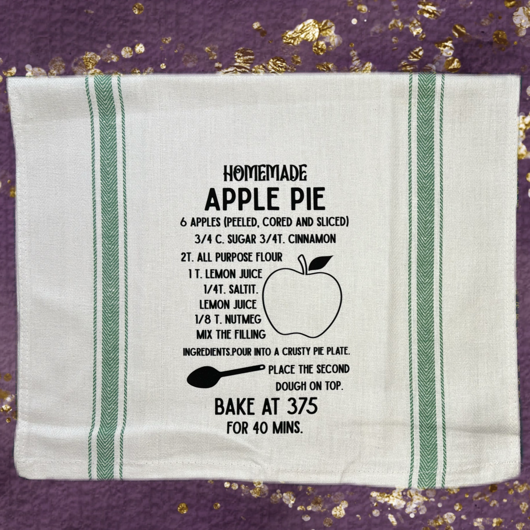 Homemade Apple Pie Recipe Tea Towel