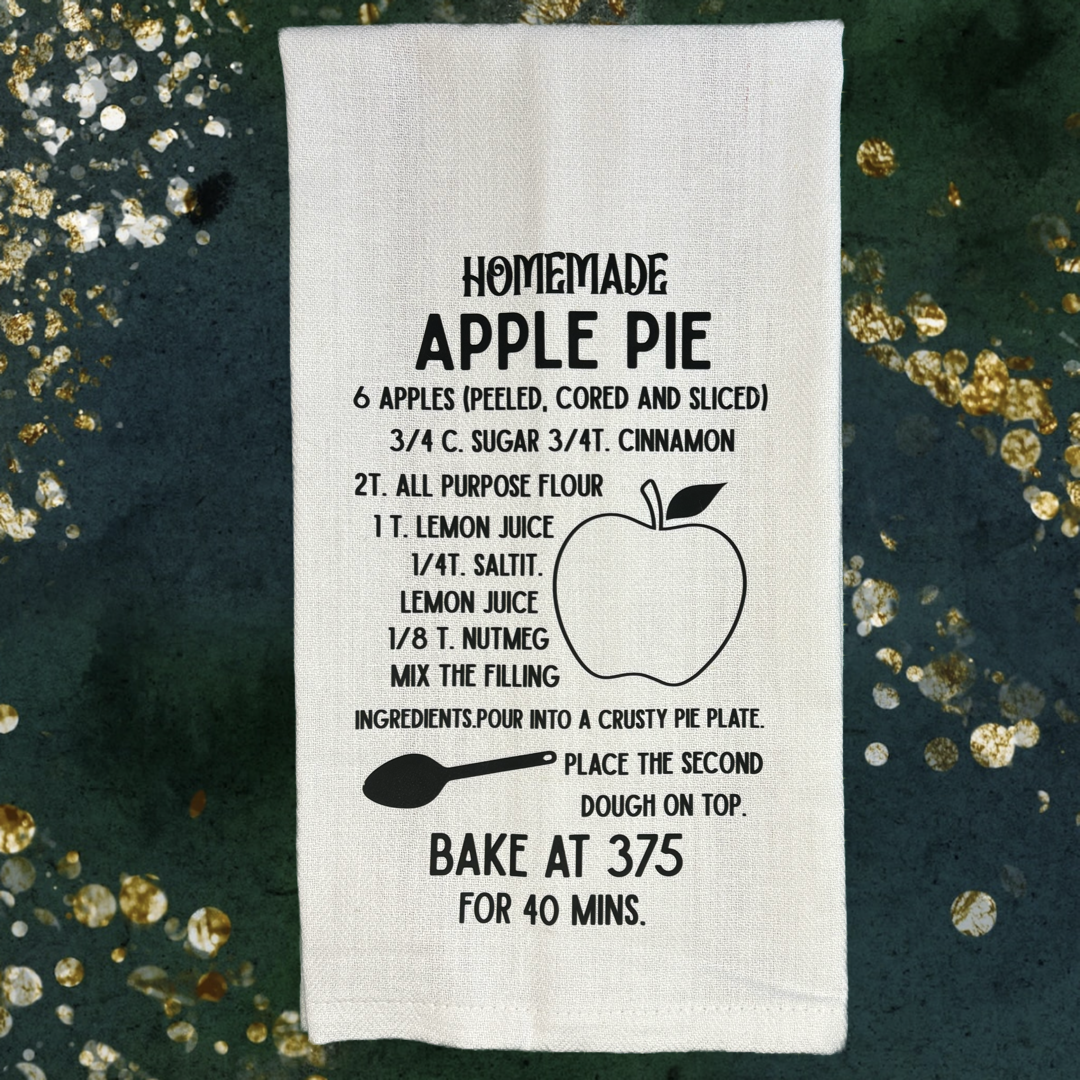 Homemade Apple Pie Recipe Tea Towel