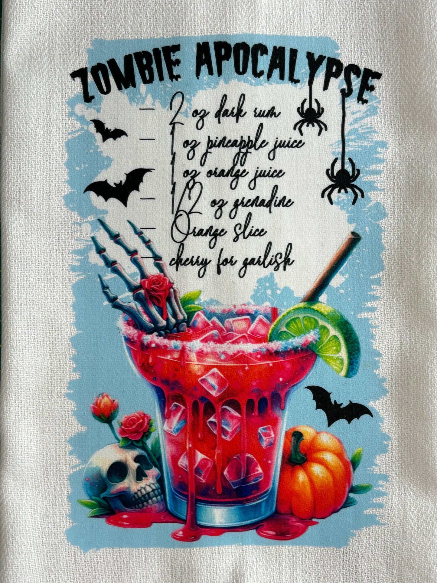 Zombie Apocalypse Cocktail Recipe Tea Towel
