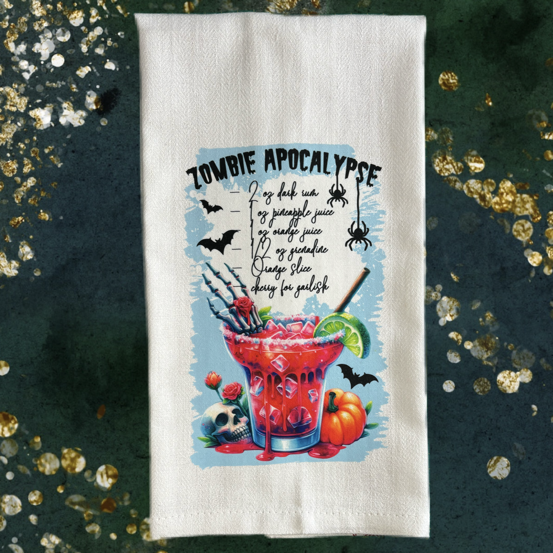 Zombie Apocalypse Cocktail Recipe Tea Towel