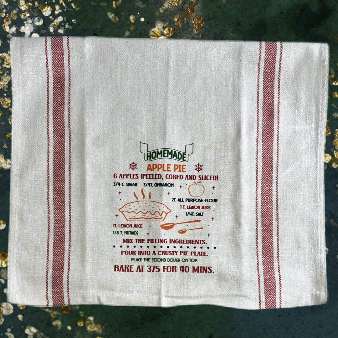 Homemade Apple Pie Recipe Tea Towel