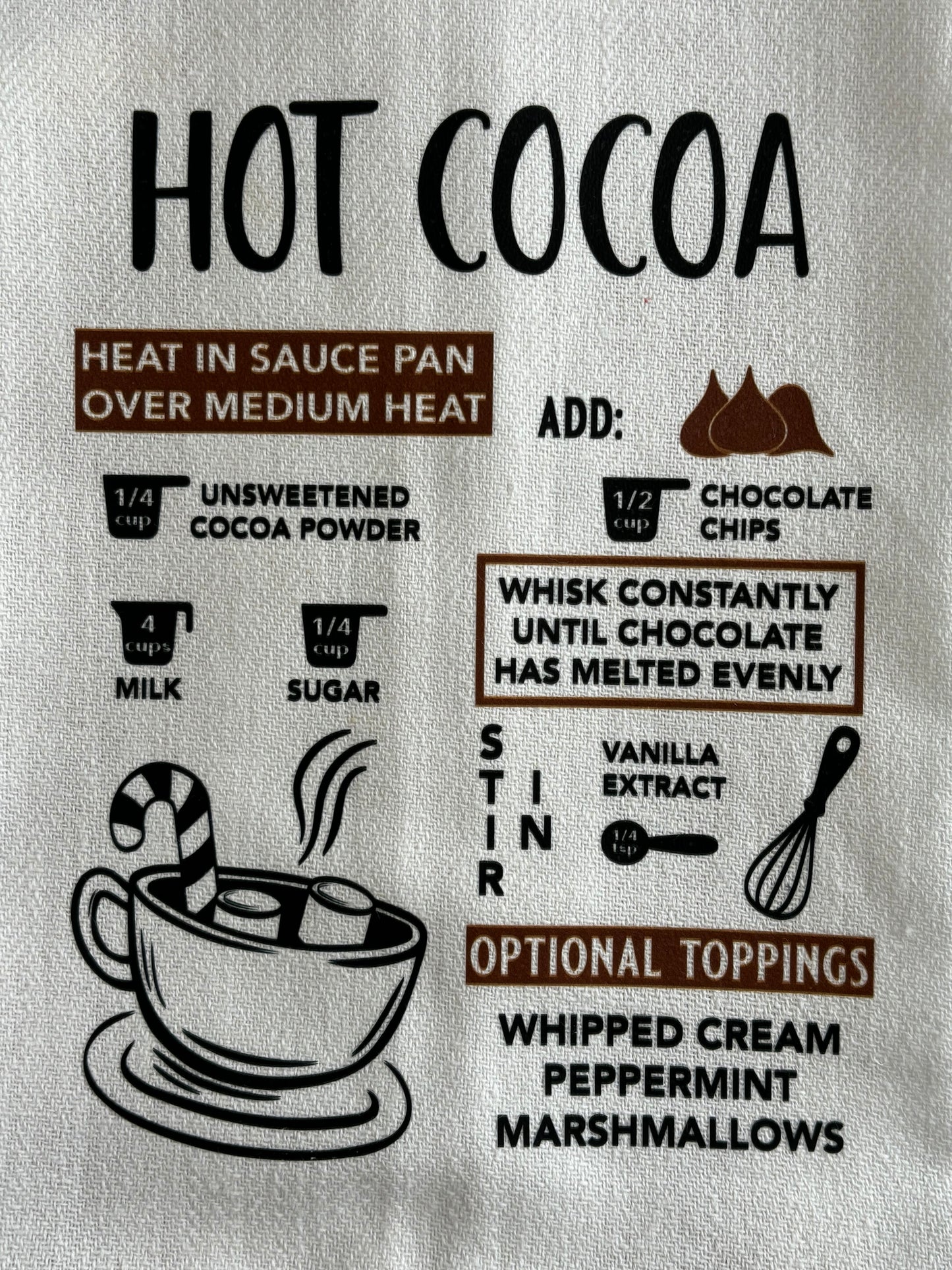 Hot Cocoa Recipe Tea Towel