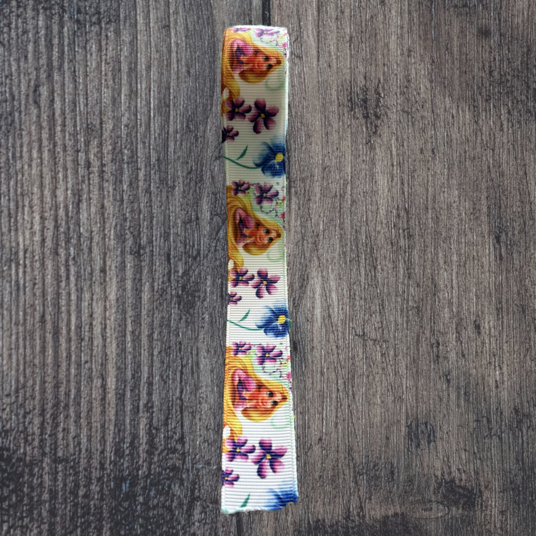 Rapunzel with Purple Flowers Grosgrain 22mm Ribbon