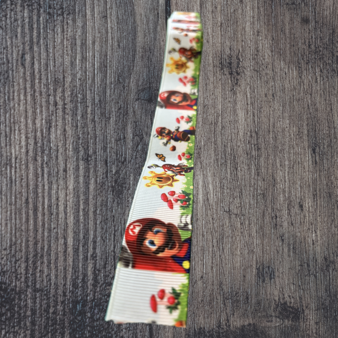 Mario with Sky Background Grosgrain 25mm Ribbon