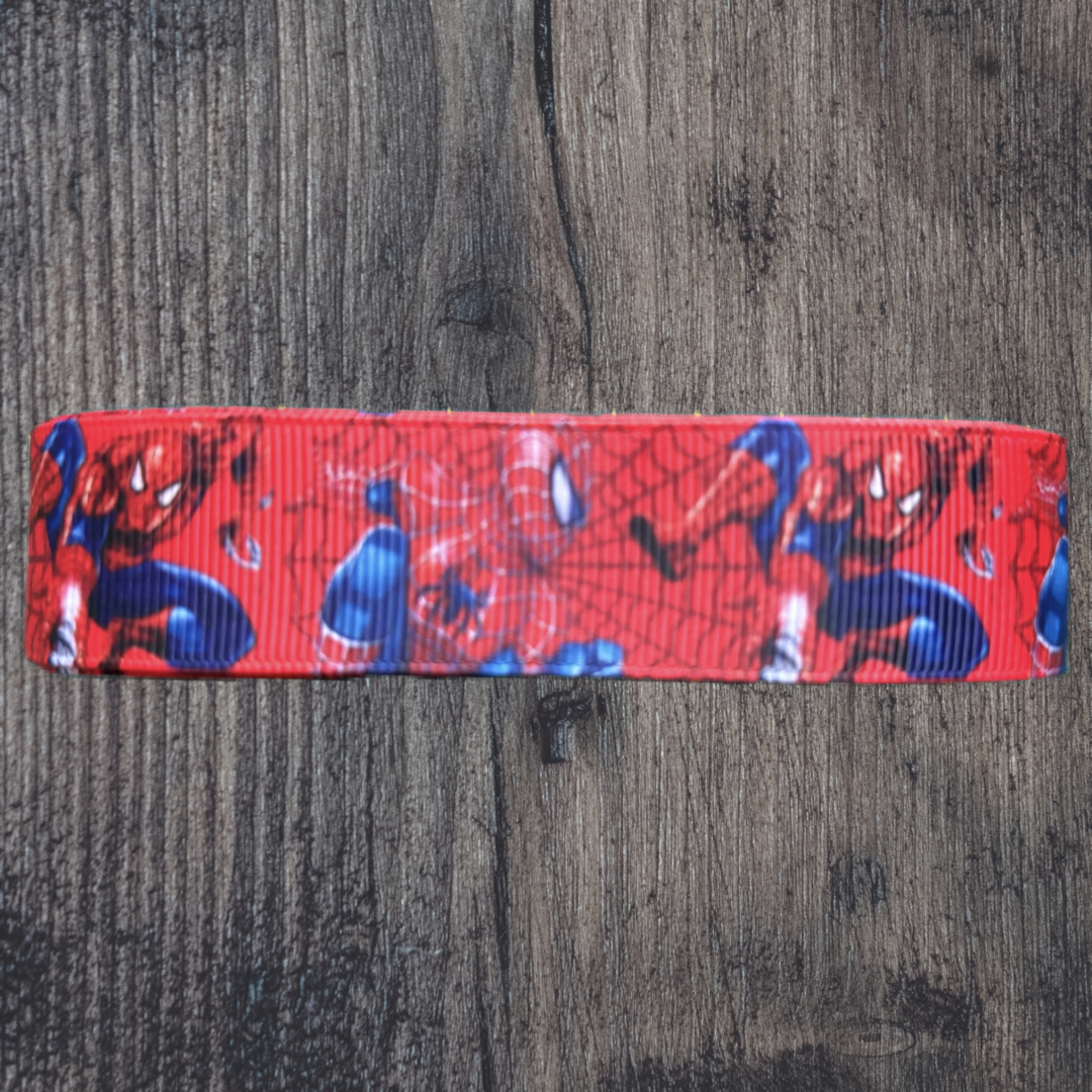Spider Man with Red Background Grosgrain 25mm Ribbon