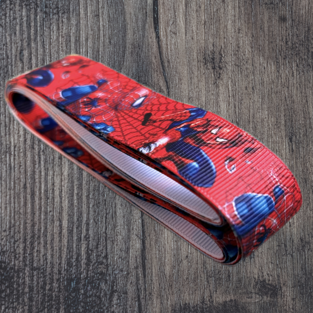 Spider Man with Red Background Grosgrain 25mm Ribbon
