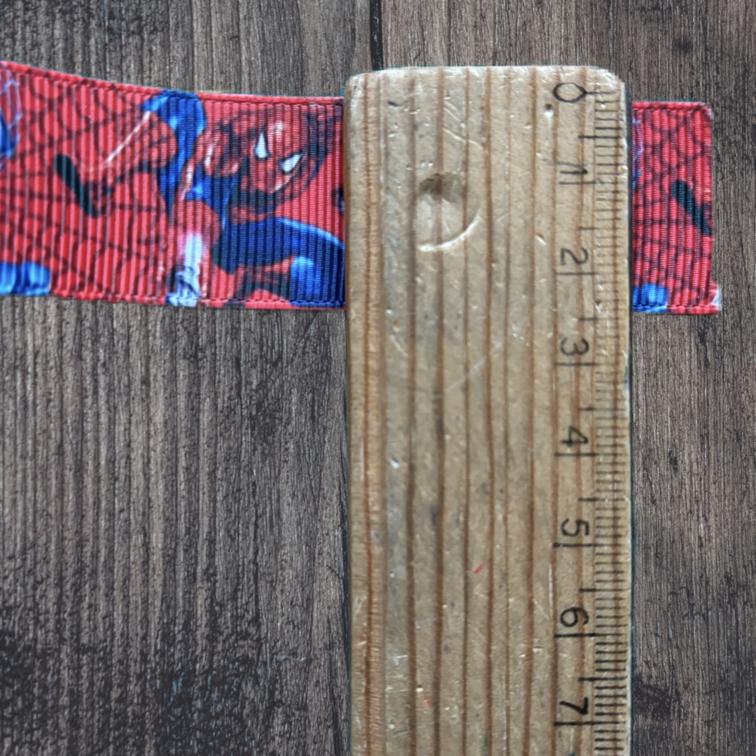 Spider Man with Red Background Grosgrain 25mm Ribbon