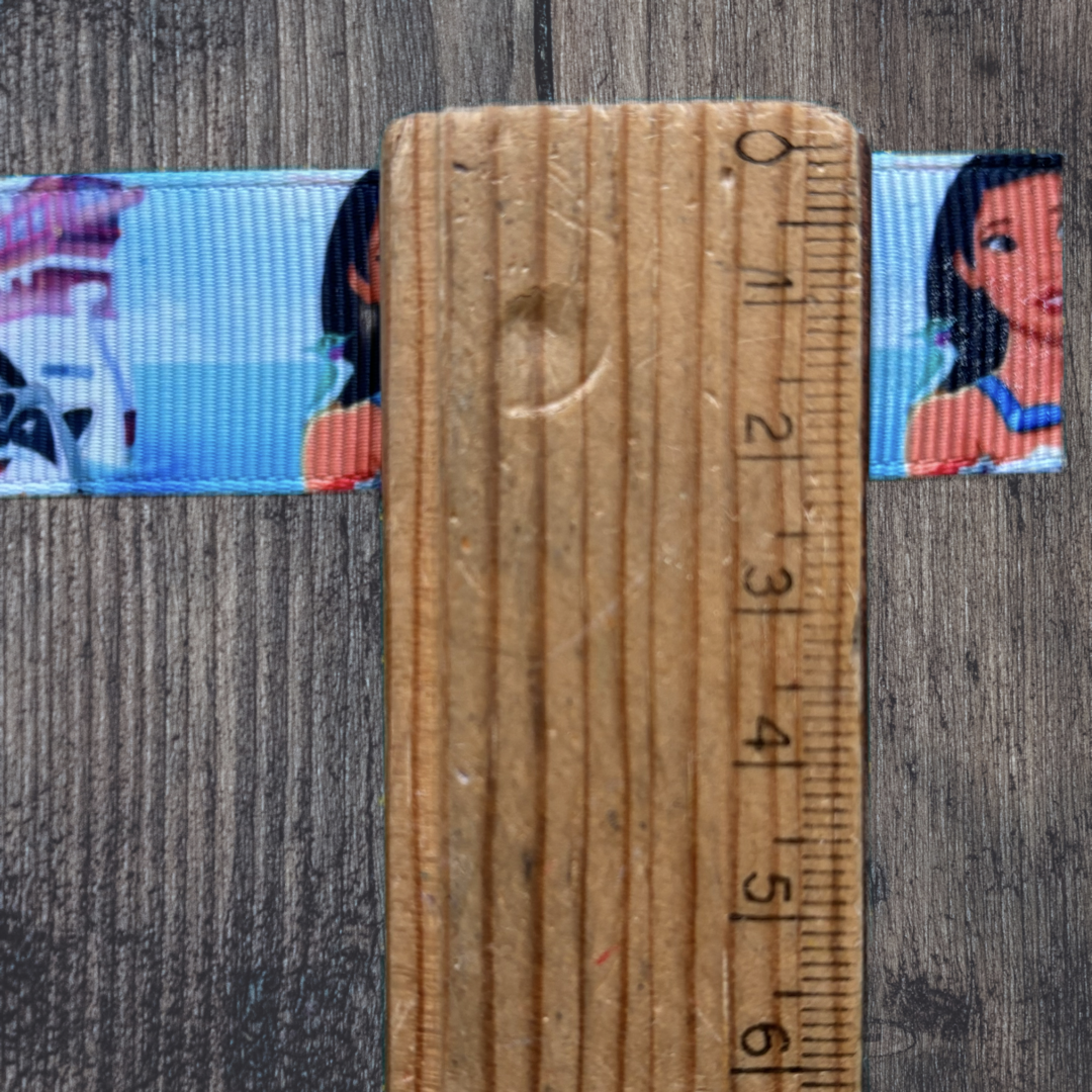 Pocahontas with Blue Background Grosgrain 22mm Ribbon
