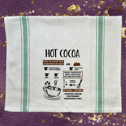 Hot Cocoa Recipe Tea Towel