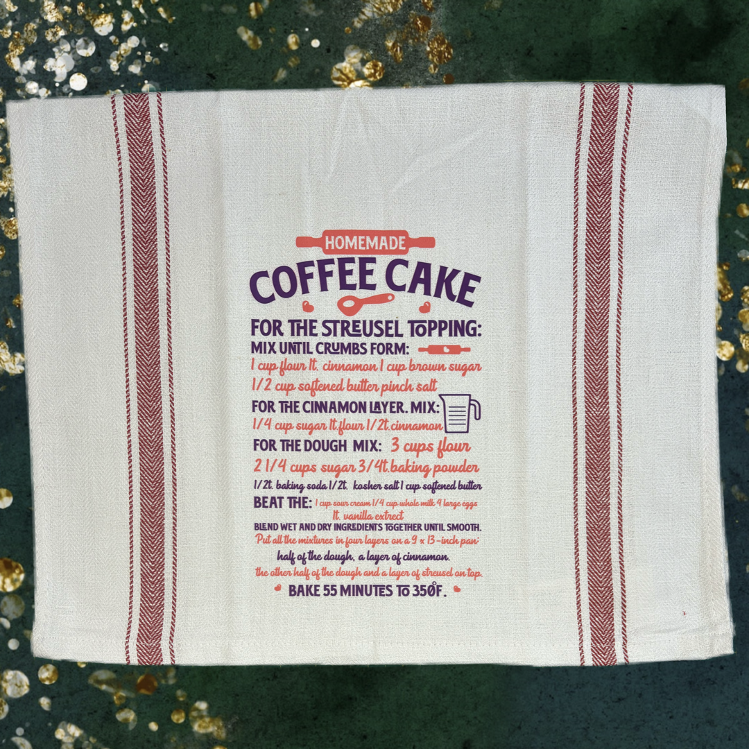 Coffee Cake Recipe Tea Towel