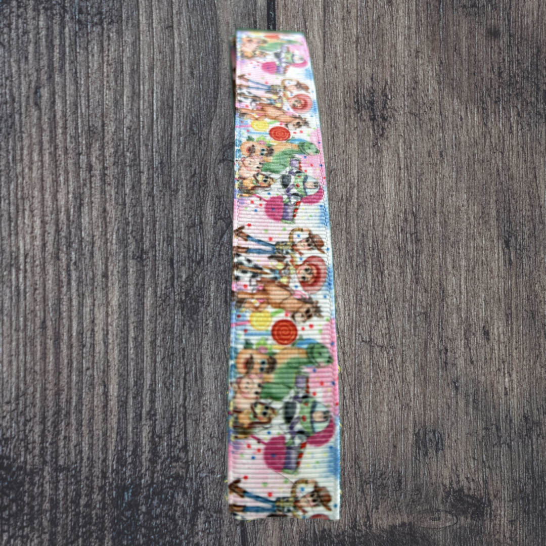 Toy Story with Pink/Purple Background Grosgrain 22mm Ribbon