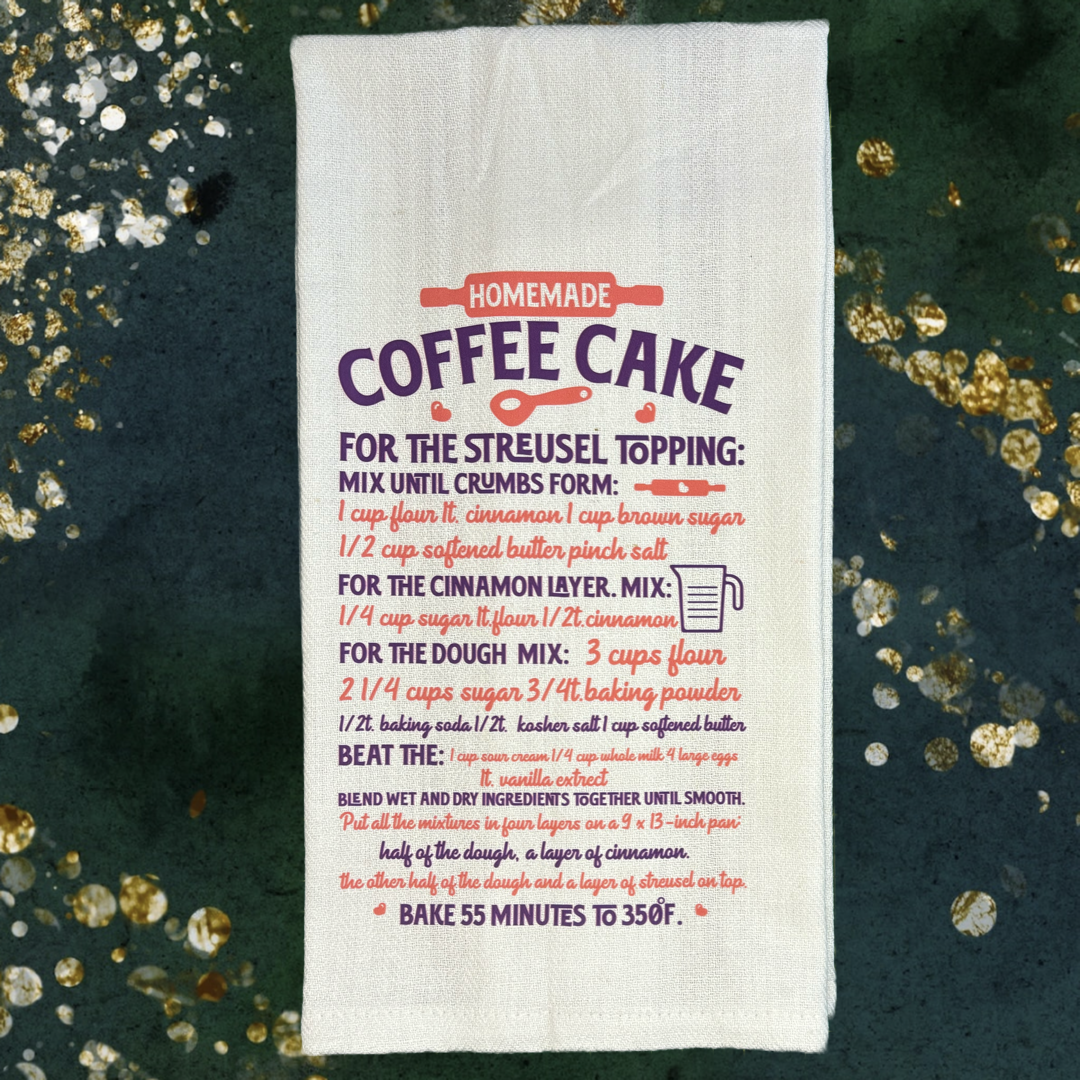 Coffee Cake Recipe Tea Towel