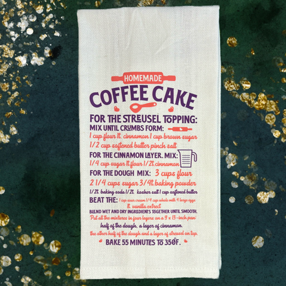 Coffee Cake Recipe Tea Towel