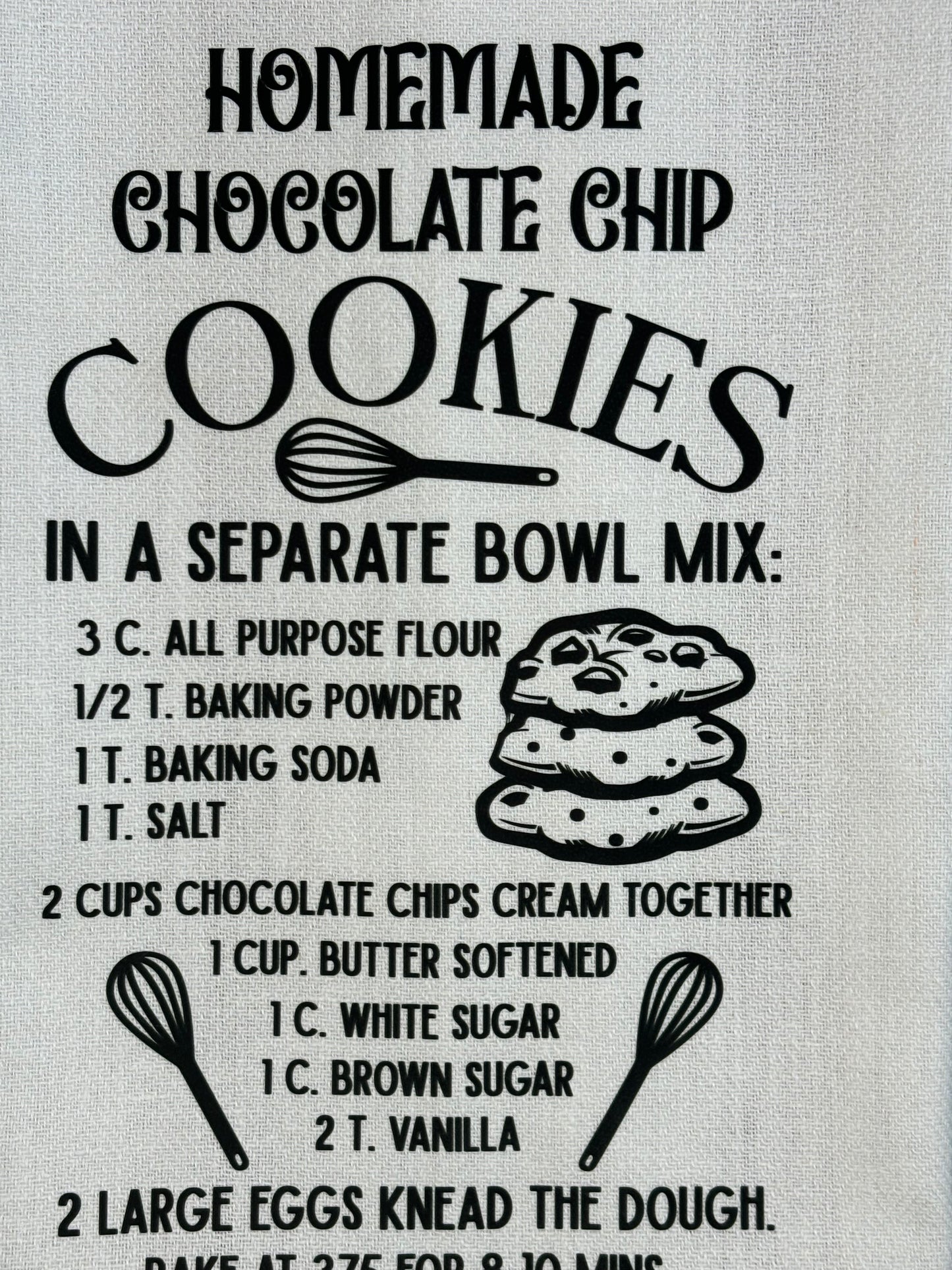 Homemade Chocolate Chip Recipe Tea Towel