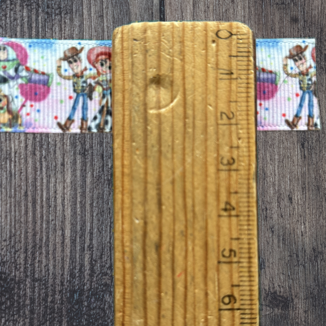 Toy Story with Pink/Purple Background Grosgrain 22mm Ribbon