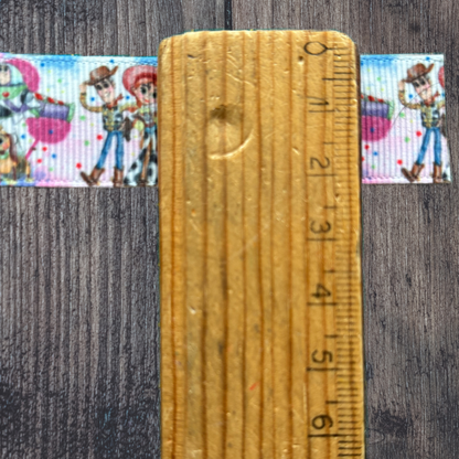 Toy Story with Pink/Purple Background Grosgrain 22mm Ribbon