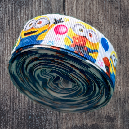 Minions with Balloons Grosgrain 22mm Ribbon