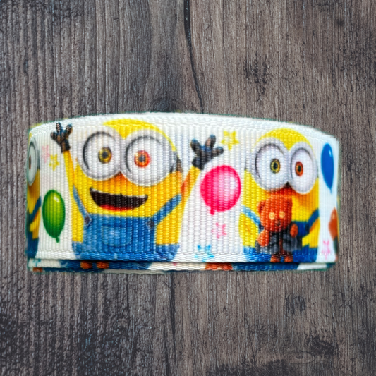 Minions with Balloons Grosgrain 22mm Ribbon