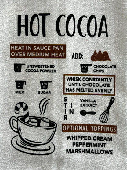 Hot Cocoa Recipe Tea Towel