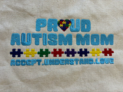 Proud Autism Mom Design Tote Bag