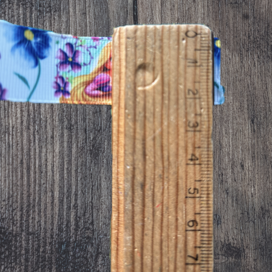 Rapunzel with Purple Flowers Grosgrain 22mm Ribbon