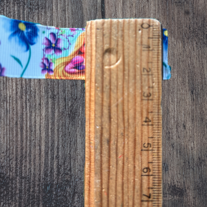 Rapunzel with Purple Flowers Grosgrain 22mm Ribbon