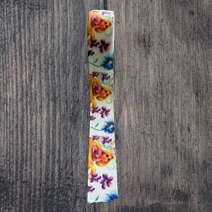 Rapunzel with Purple Flowers Grosgrain 22mm Ribbon