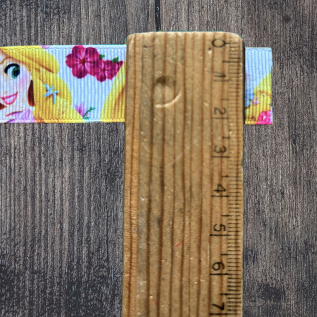 Rapunzel with Pink Flowers Grosgrain 22mm Ribbon