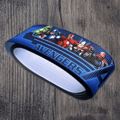 Avengers with Blue Background Grosgrain 25mm Ribbon