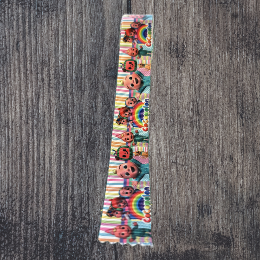 Melon Kids with Rainbow and Characters Grosgrain 25mm Ribbon