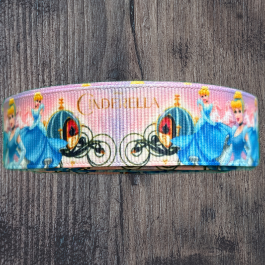 Cinderella Pink Background Grosgrain 22mm Ribbon