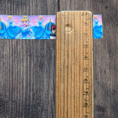 Cinderella Pink Background Grosgrain 22mm Ribbon