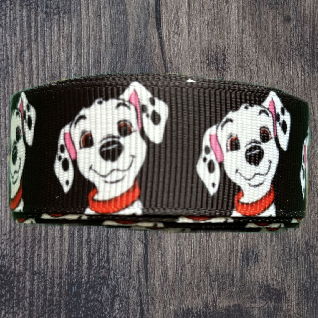 Dalmatian with Black Background Grosgrain 22mm Ribbon