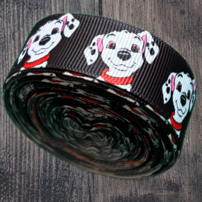 Dalmatian with Black Background Grosgrain 22mm Ribbon