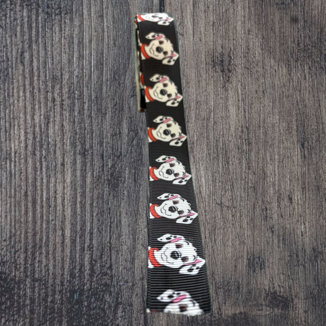 Dalmatian with Black Background Grosgrain 22mm Ribbon