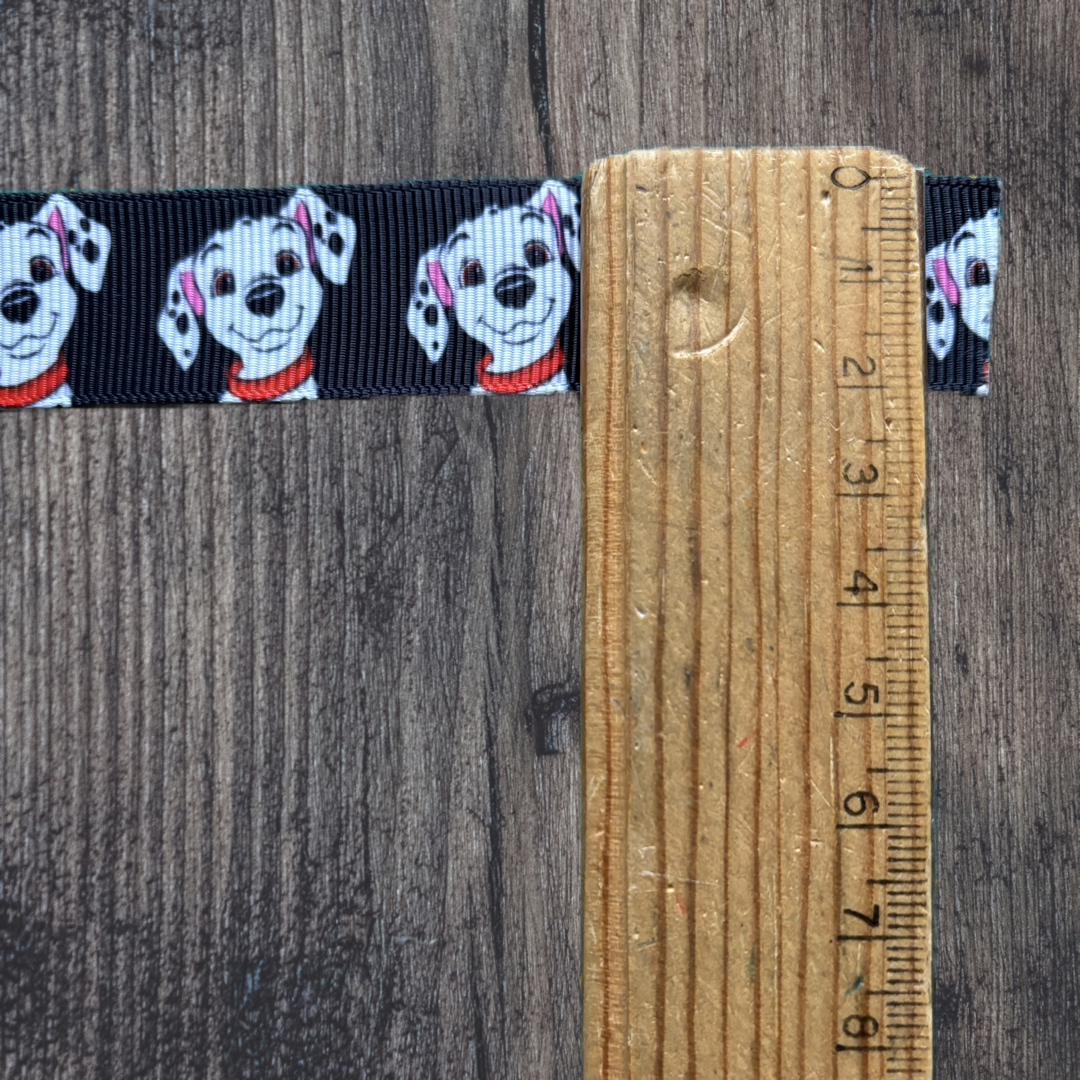 Dalmatian with Black Background Grosgrain 22mm Ribbon