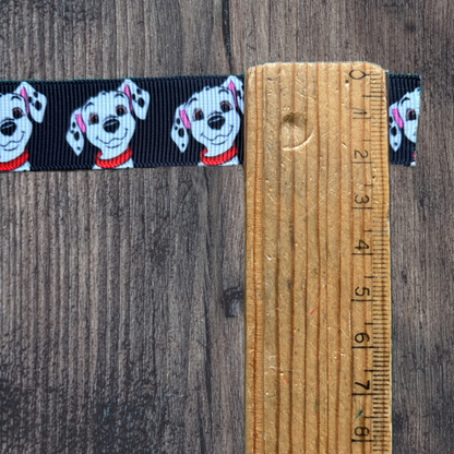 Dalmatian with Black Background Grosgrain 22mm Ribbon