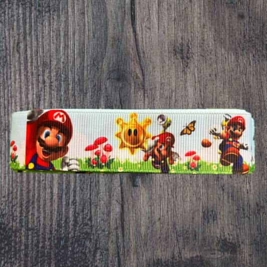 Mario with Sky Background Grosgrain 25mm Ribbon