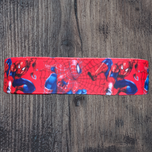 Spider Man with Red Background Grosgrain 25mm Ribbon