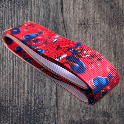 Spider Man with Red Background Grosgrain 25mm Ribbon