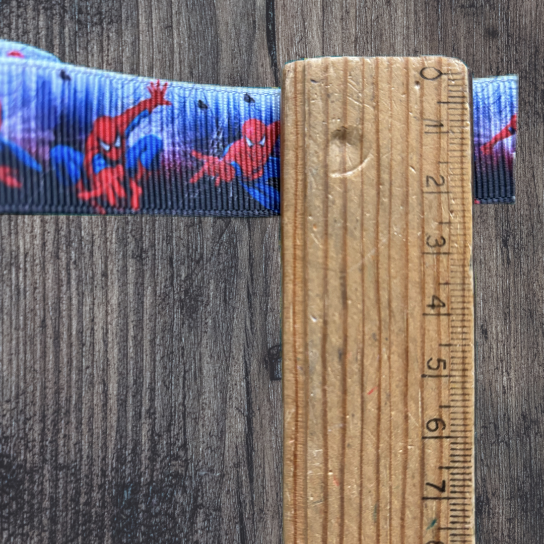 Spider Man with Blue/White Background Grosgrain 22mm Ribbon